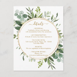 Details zum Hochzeitskalender des botanischen Gold Begleitkarte