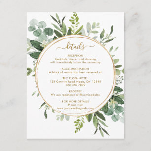 Details zum Hochzeitskalender des botanischen Gold Begleitkarte