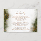 Details zum Hochzeitskalender mit grünem Goldmarmo Begleitkarte (Vorderseite)