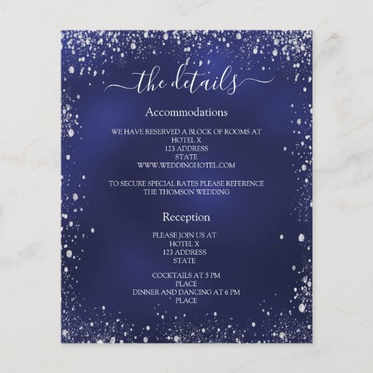 Details zum Hochzeitsprogramm für Navy Silber (Vorne)