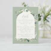 Details zum Hochzeitssaal in der grünen Eukalyptus Begleitkarte (Stehend Vorderseite)