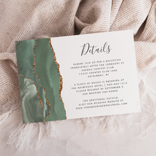 Details zum Hochzeitssaal von Sage Green Gold Begleitkarte
