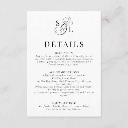 Details zum Hochzeitsschreiben für klassische Skri Begleitkarte (Vorderseite)