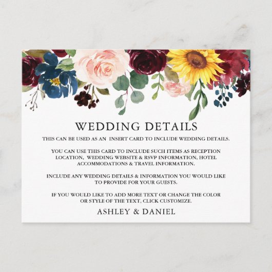 Details zum Hochzeitssehen in Aquarellfarben Beipa Postkarte (Vorderseite)