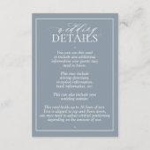 Details zum Hochzeitsstich des dunkelblauen Wappen Begleitkarte (Rückseite)