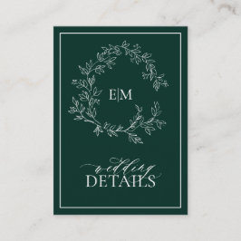 Details zum Hochzeitsstich des Emerald Green Leafy Begleitkarte