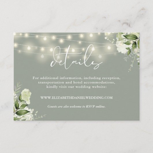 Details zum Hochzeitsszenario im Bereich Grünpflan Begleitkarte (Vorderseite)