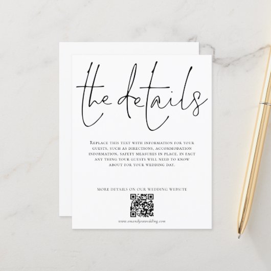 Details zum Hochzeitsszenario QR-Skriptumrandung (Vorderseite/Rückseite Beispiel)