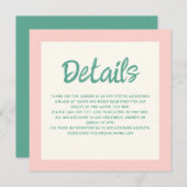 Details zum Hochzeitstich in Rosa und Grün Einladung (Vorne/Hinten)