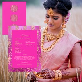 Details zum Hochzeitstil Indianerpinken und Gold Einladung