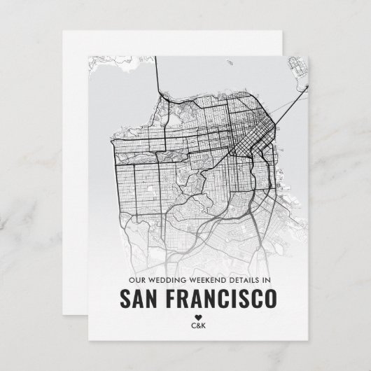 Details zum Hochzeitwochenende in San Francisco Begleitkarte (Vorne/Hinten)
