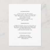 Details zum Hochzeitwochenende in San Francisco Begleitkarte (Rückseite)