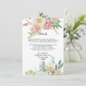 Details zum Hotel Blush Pink Blue in White Floral Einladung (Stehend Vorderseite)