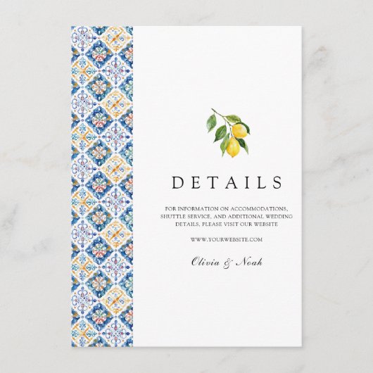 Details zum Lemon Fliesen Begleitkarte (Vorderseite)