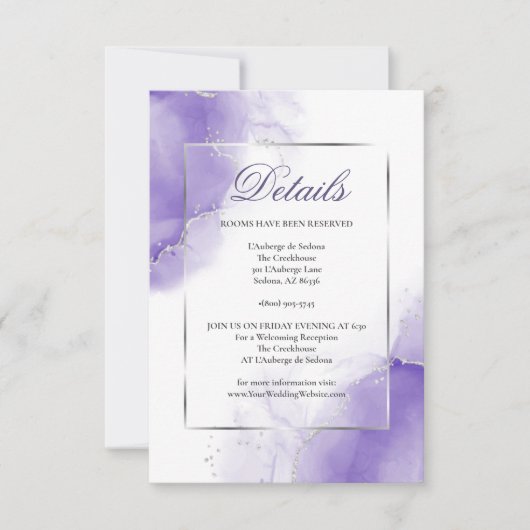 Details zum Lila Skriptsilber von Amethyst Einladung (Vorderseite)