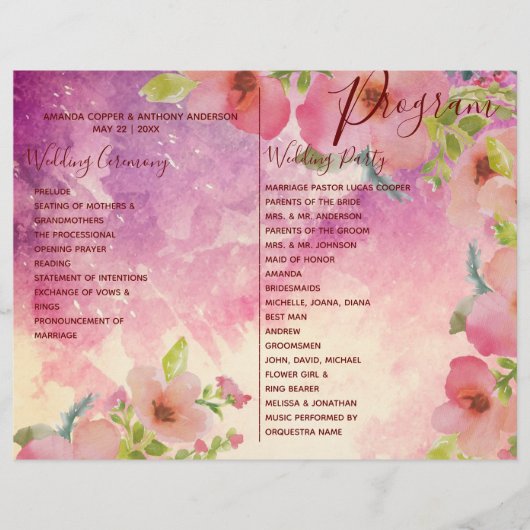 Details zum Menü in einem Programm - Flyer (Vorne)