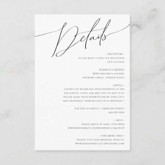 Details zum Minimalistischen Skript Begleitkarte (Vorderseite)