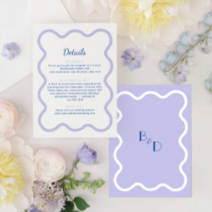 Details zum modernen Blue Lavender Wave Scallop Mo Begleitkarte