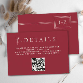 Details zum modernen Red Minimal Monogram QR Code Begleitkarte