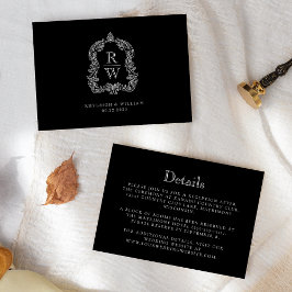 Details zum Monogramm-Wappen Schwarz/Weiß-Hochzeit Begleitkarte