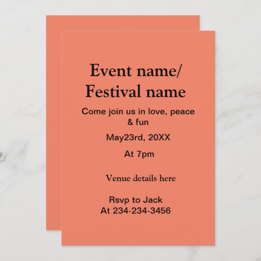 Details zum Musikfestival hier Datum hinzufügen Einladung (Vorne/Hinten)