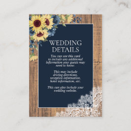 Details zum Navy Blue Sunflower Botanical Lace Woo Begleitkarte