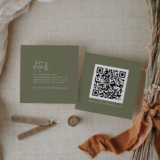 Details zum QR-Code für den modernen Chic Olive Gr Begleitkarte
