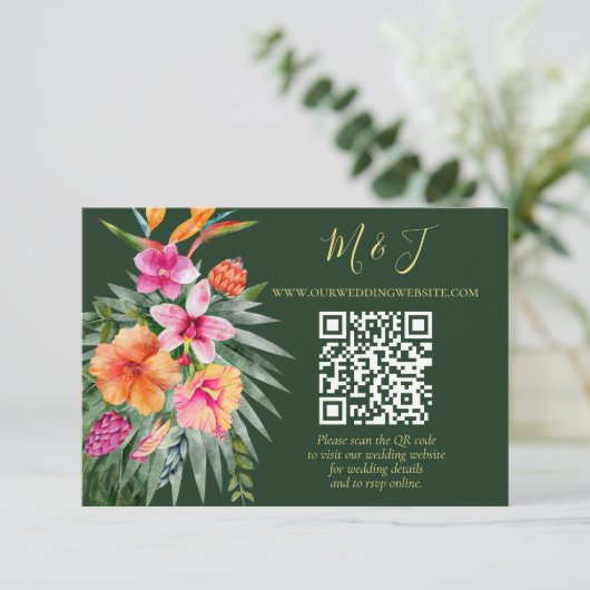 Details zum QR-Code für farbenfrohe Tropenblumenho Begleitkarte (Stehend Vorderseite)