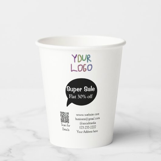 Details zum QR-Code für Superverkäufe Business Dis Pappbecher (Rückseite)