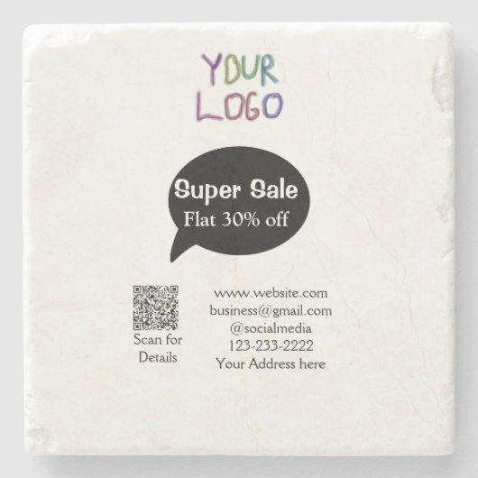 Details zum QR-Code für Superverkäufe Business Dis Steinuntersetzer (Vorderseite)