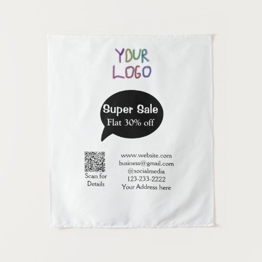 Details zum QR-Code für Superverkäufe Business Dis Wandteppich (Vorderseite)