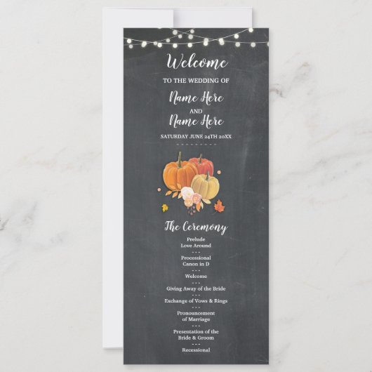 Details zum Rustic Fall Pumpkin Chalk Hochzeitspro Einladung (Vorderseite)