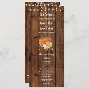 Details zum Rustic Fall Pumpkin Wood Wedding Progr Einladung