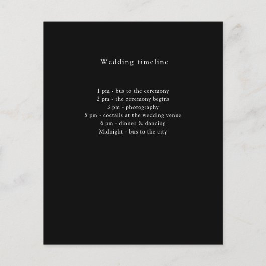 Details zum Schwarzen Hochzeitsprogramm minimalist (Rückseite)