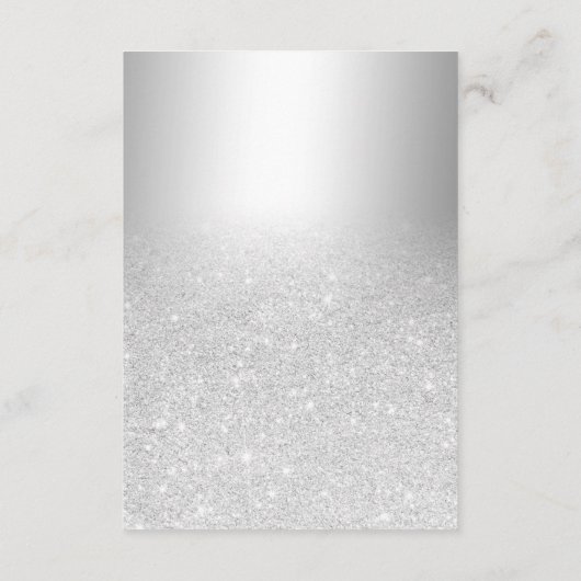 Details zum silbernen Glitzer Begleitkarte (Rückseite)