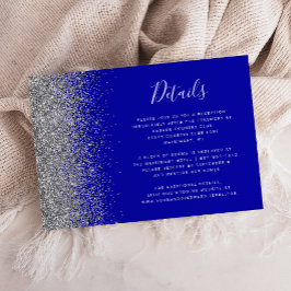 Details zum Silver Glitzer Edge Royal Blue Wedding Begleitkarte