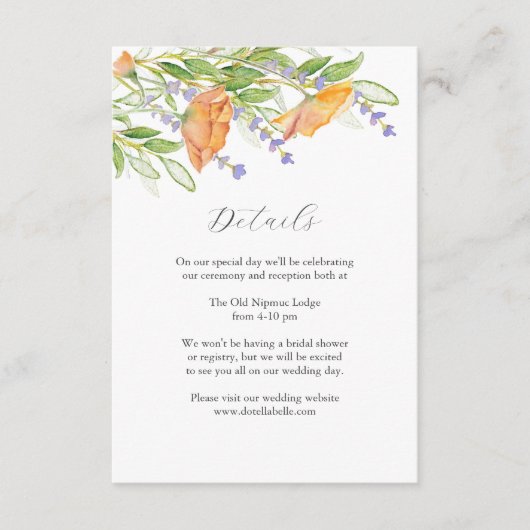 Details zum Thema Hochzeitskarte Wildblume Begleitkarte (Vorderseite)