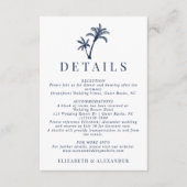 Details zum Tropical Palm Tree Navy Blue Wedding Begleitkarte (Vorderseite)