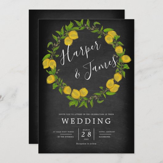 Details zum Wasserfarben-Zitronenschachtel Hochzei Einladung (Vorne/Hinten)