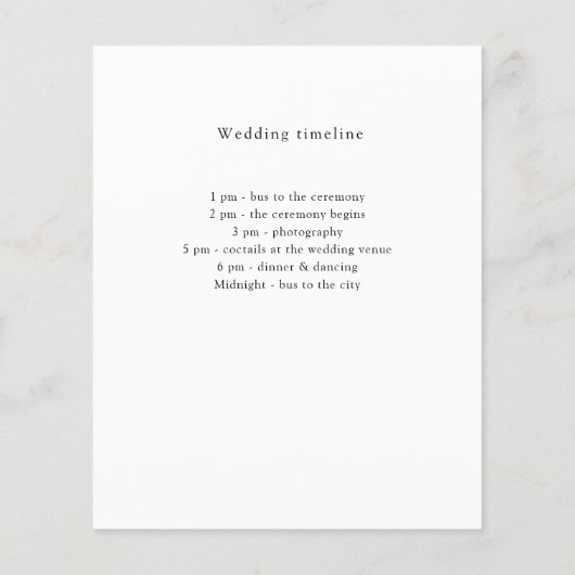 Details zum White Black Hochzeitsprogramm minimali (Hinten)