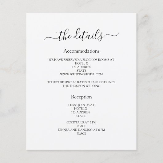 Details zum White Black Hochzeitsprogramm minimali (Vorderseite)