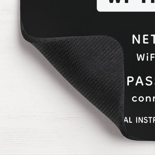 Details zum WiFi-Netzwerk und zu den Kennwörtern f Mousepad (Ecke)