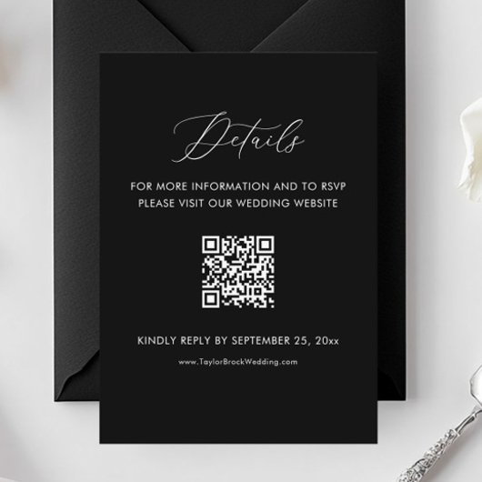 Details zur Black Wedding Website Qr Code Begleitkarte
