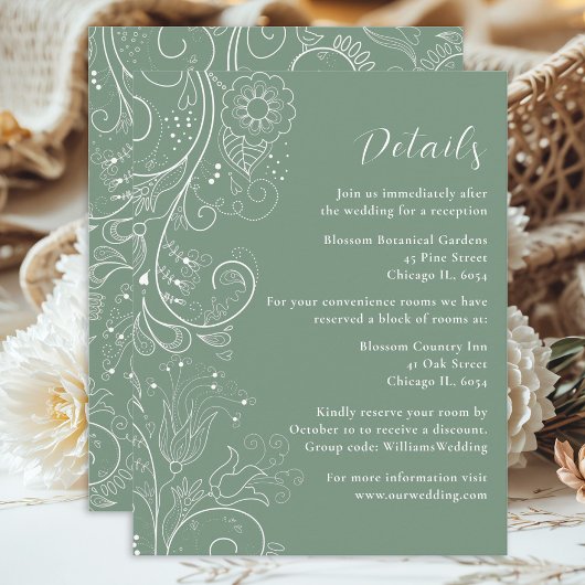 Details zur Blumenhochzeit im Grünen Begleitkarte