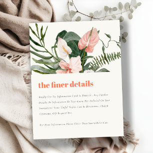 Details zur Blush Boho Tropical Floral Wedding Begleitkarte