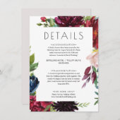 Details zur Blush Burgundy Navy Floral Wedding Car Begleitkarte (Vorne/Hinten)