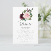 Details zur Blush Burgundy Wedding Einladung (Stehend Vorderseite)
