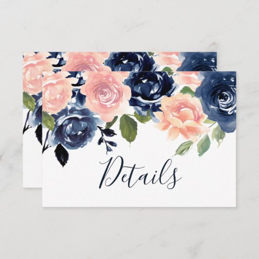 Details zur Blush & Navy-Hochzeitskarte Einladung (Vorne/Hinten)
