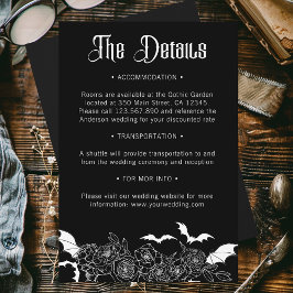 Details zur Boho Gothic Botanical Black Wedding Begleitkarte