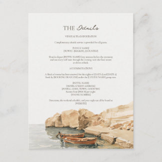 Details zur Boots-Hochzeit an der Kalkstein-Klippe Begleitkarte